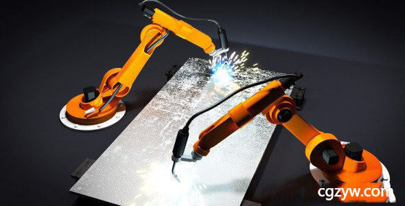 AE模板-机器人手臂焊接雕刻工业公司logo标志片头 免费下载