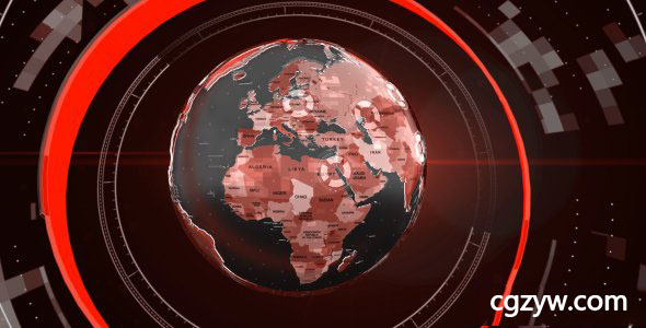 AE模板-科技感地球财经体育栏目包装片头 News opener