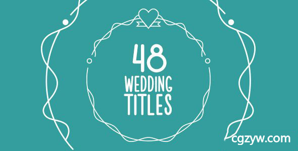 AE模板-美丽卡通48个可爱卡通婚礼文字标题动画 48 Wedding Titles 免费下载