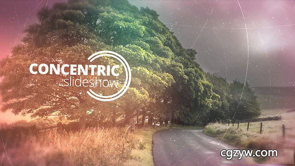 AE模板-复古科幻线条旅行风景图片视频开场片头 Concentric Slideshow 免费下载