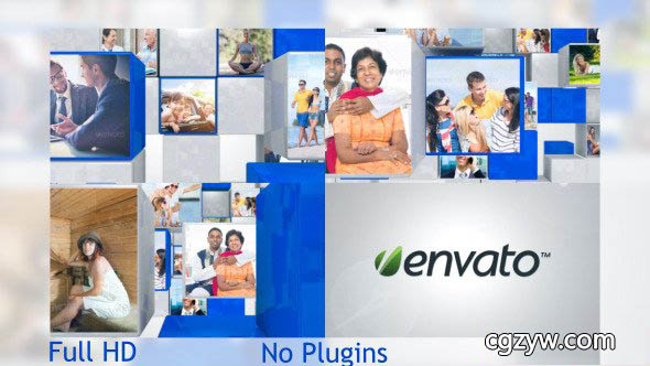 AE模板-3D立体盒子照片企业公司宣传标志logo开场片头展示 免费下载