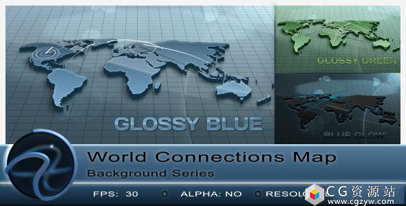 视频素材-三维地图世界地点连线动画 World Connections Map Background 免费下载