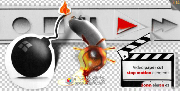 高清视频素材-电影拍摄道具元素定格动画 Stop Motion Video Paper Cut Elements 免费下载
