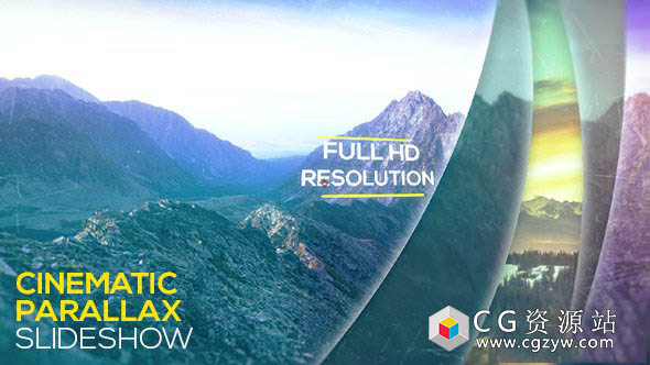 AE模板-大气曲面扭曲图片照片片头视差宣传展示 Cinematic Parallax Slideshow 免费下载