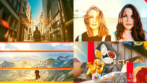 AE模板-夏季旅游节目包装图片照片快速切换展示片头开场 Fast Slideshow 免费下载