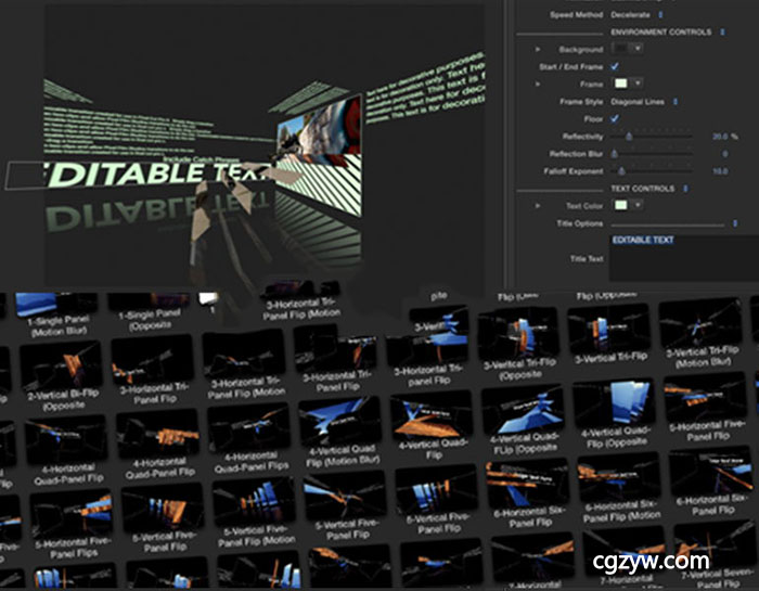 FCPX转场插件-动态面板图文三维空间折叠翻转动画TransPanel Kinetic