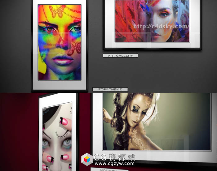 FCPX插件-艺术电子相册相框照片动态展示包装ART GALLERY