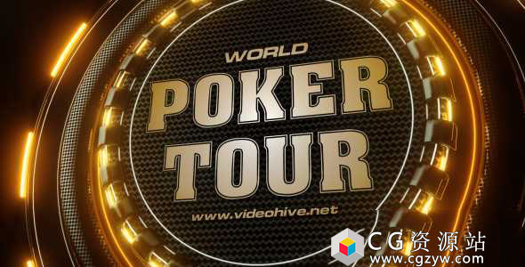 AE模板-3D炫酷发光标志动画扑克娱乐场栏目包装Logo展示宣传 Broadcast Logo Animation 免费下载