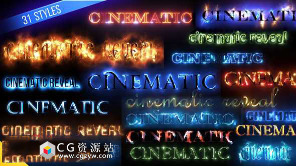 AE模板-Saber路径电流描边文字Logo展示 Cinematic Text Styles Pack 免费下载