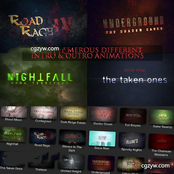 FCPX插件-恐怖惊悚文字标题电影片头 PROTRAILER HORROR