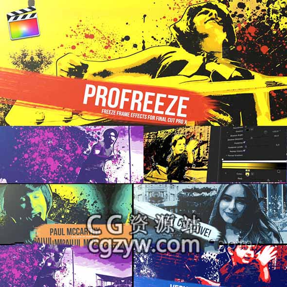 FCPX插件-影片画面时间冻结静止泼墨飞溅效果ProFreeze Splatter