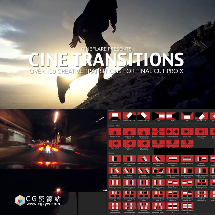 FCPX转场插件-104种创意个性多效果转场插件 CineTransitions