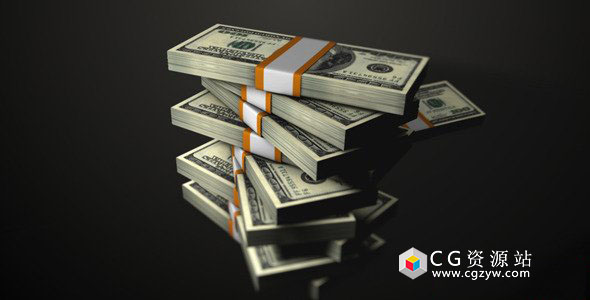 视频素材-成捆美元掉落堆积动画 Stacked Dollars Falling 免费下载