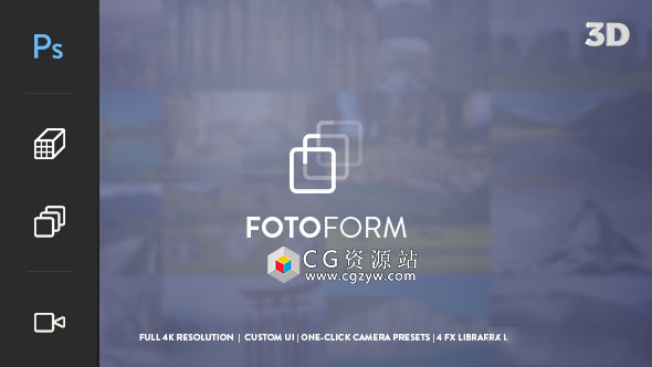 AE模板-4K三维分层图片摄像机运动动画展示 FotoForm – Procedural 4K 3D Photo Animator