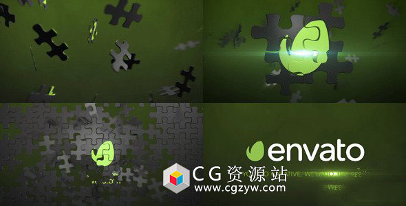 AE模板-企业标志动画三维拼图Logo展示 Puzzle Logo Animation Element 3D 免费下载