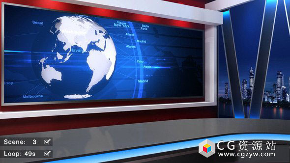 视频素材-新闻虚拟演播室背景素材 News Studio 58