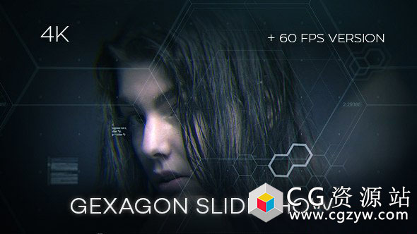 AE模板-高科技信息图表企业蜂窝六边形大气图片宣传预告片开场