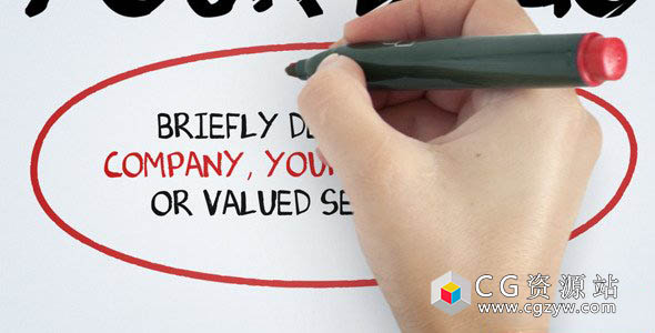 AE模板-白板设计宣传动画签字手绘文字视频图片展示 Whiteboard Write  免费下载