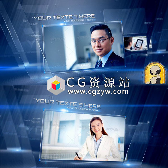 AE模板-企业商务宣传玻璃质感边框照片视频医疗美容文字片头