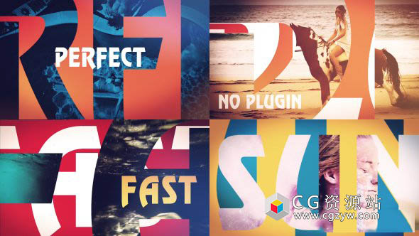 AE模板-阳光沙滩快速彩色图文展示片头 Summer Slideshow 免费下载