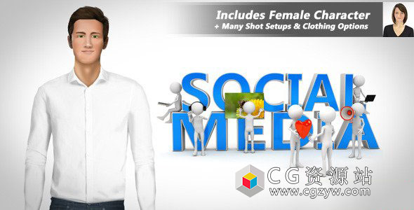 AE模板-三维卡通人物解说视频新闻发言人公司产品介绍 Presentation 免费下载