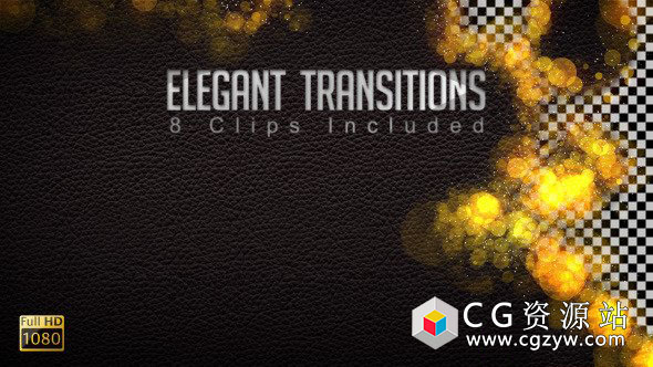 视频素材-8组高清优雅魔法闪烁金色粒子婚礼标题转场过渡素材Elegant Transitions 免费下载