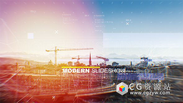 AE模板-色彩点线高科技信息企业宣传片视差图片展示片头 Modern Slideshow 免费下载