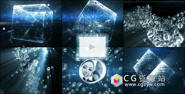 AE模板-水珠冰块粒子群网络科技公司业务图片展示开场DeepRunners免费下载