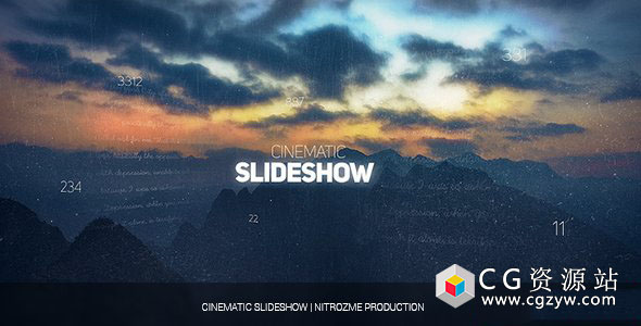 AE模板-大气三维视差污迹图片史诗电影企业宣传片片头开场 Cinematic Slideshow 免费下载