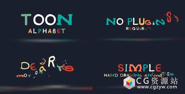 AE模板-卡通涂鸦英文字母表MG动画 Toon Alphabet 免费下载