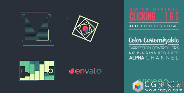AE模板-创意点击快速MG图形动画Logo展示 Quick Minimal Clicking Logo