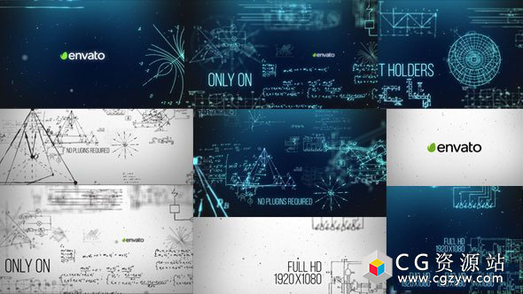 AE模板-物理科学数学公式图形动画片头开场 Physical Science Opener 免费下载