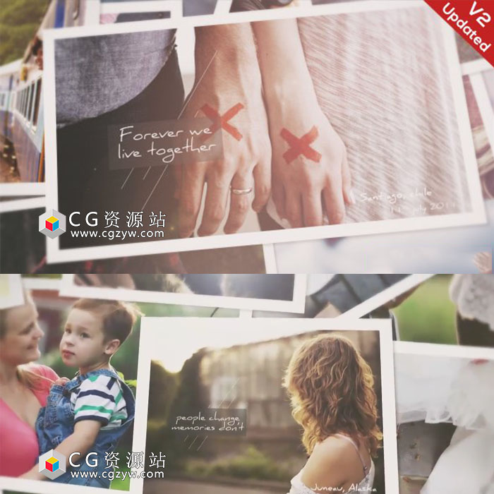 AE模板-浪漫回忆情侣婚礼旅游毕业季相册照片视频展示片头