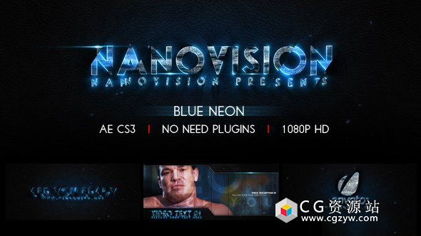 AE模板-蓝色霓虹灯光线描边文字宣传预告片片头 Blue Neon V.1 免费下载
