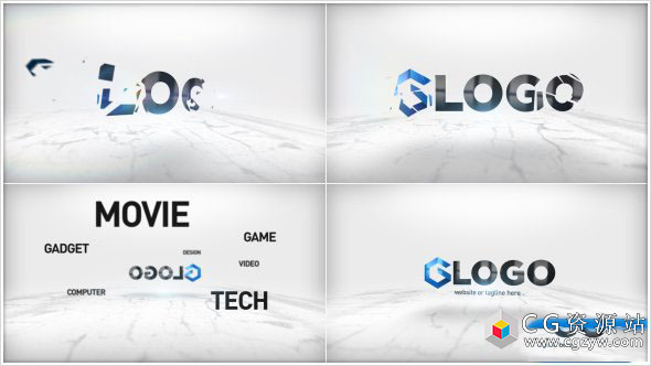 AE模板-企业标志三维旋转文字Logo破碎汇聚展示 Corporate Logo Intro 免费下载