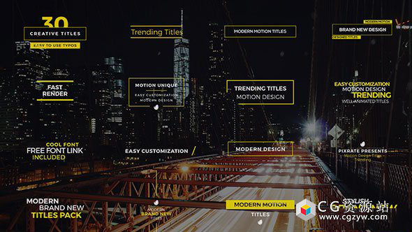 AE模板-现代简洁30款简洁文字标题动画 30 Brand New Titles 免费下载