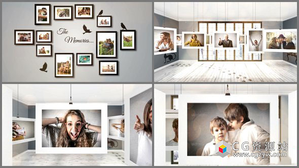 AE模板-室内展览相册悬挂照片展示 Room Photo Gallery 免费下载