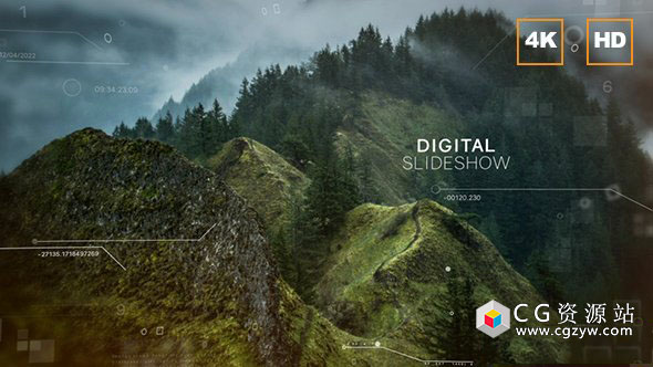 AE模板-4K现代科技感三维视差图片展示 Digital Slideshow 4K 免费下载