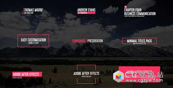 AE模板-4K分辨率20个企业合作文字标题动画 Minimal & Corporate Titles 免费下载