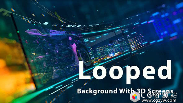 AE模板-科技感3D屏幕演示环形图片视频背景屏幕动画