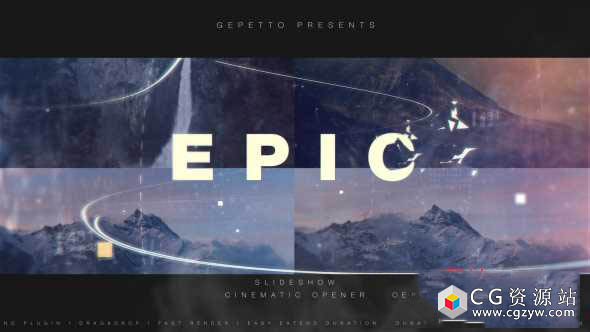 AE模板-大气三维视差摄影作品图片幻灯片展示片头 Epic Slideshow Cinematic Opener 免费下载