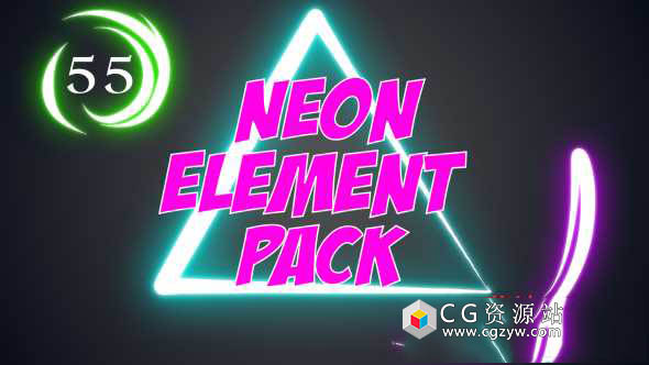 AE模板-卡通动画元素霓虹灯光线路径形状动画 Neon Element Pack 免费下载