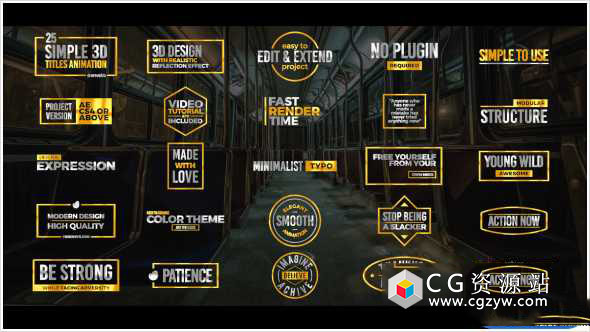 AE模板-优雅企业标题简洁3D文字动画 Simple 3D Titles 免费下载