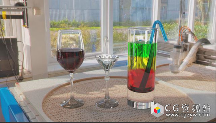 C4D教程-制作真实玻璃酒杯吸管建模材质渲染教程Cinema 4D glasses Tutorial