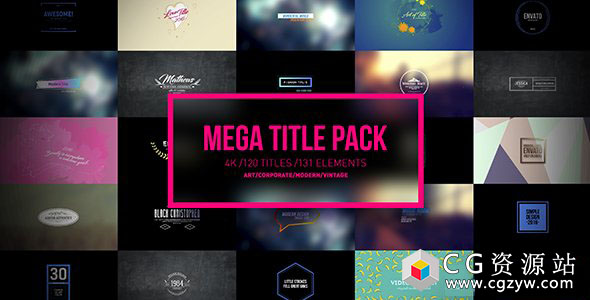 AE模板-120组4K创意卡通时尚栏目包装文字标题字幕条动画