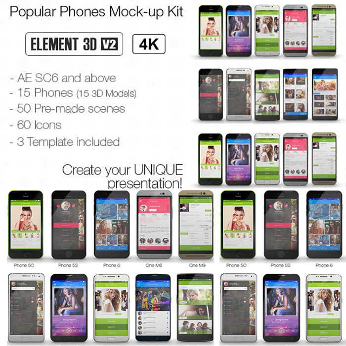 E3D三维iPhone/安卓手机模型演示APP应用程序展示宣传动画AE模板