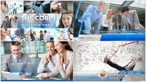 AE模板-玻璃质感公司企业商务合作图片展示包装 Simple Corporate Slideshow 免费下载