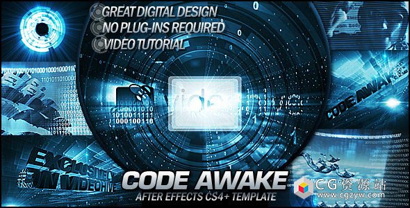 AE模板-科技感三维信息公司计算机企业文字图片展示 Code Awake 免费下载