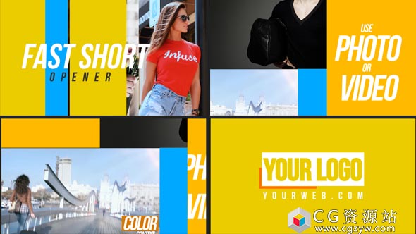 AE模板-时尚分屏切换图片包装片头 Fast Short Opener 免费下载