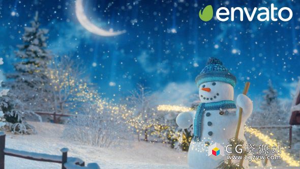 AE模板-圣诞节节日祝福下雪雪人片头动画 Merry Christmas免费下载